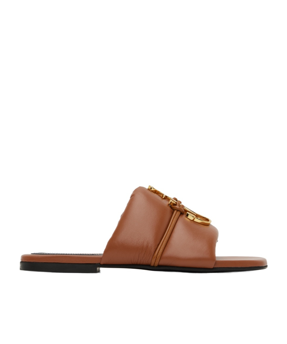 Jw Anderson Embellished Open Toe Flat Sole Mules In Brown