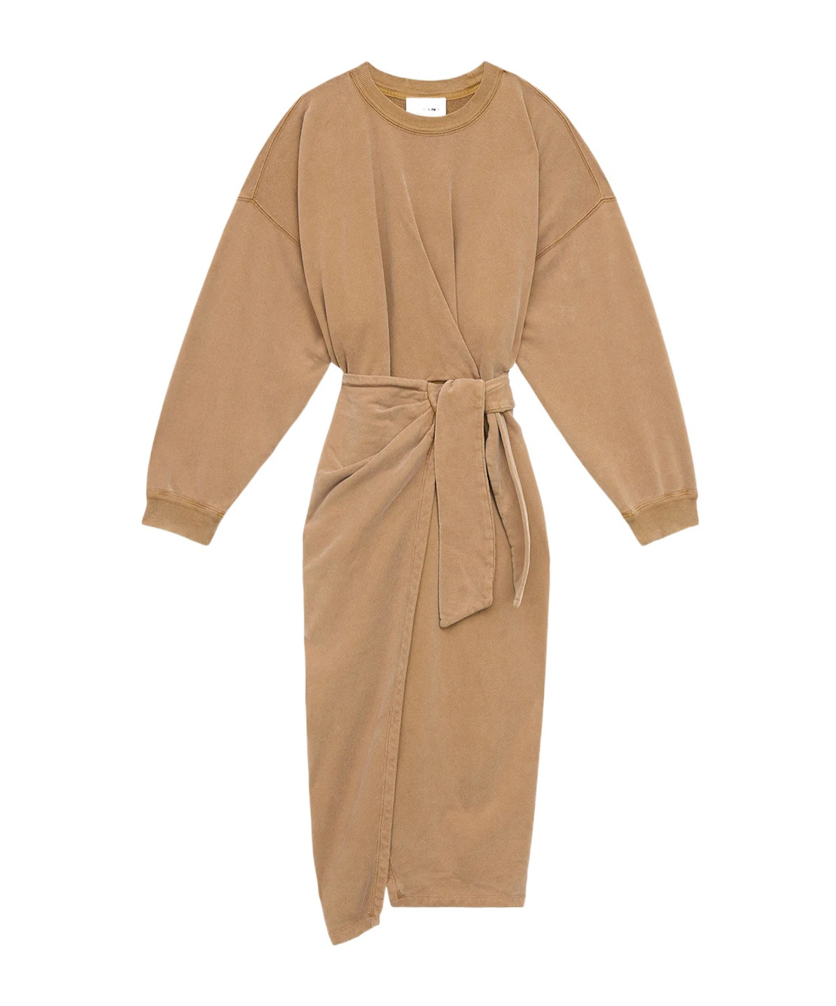 Isabel Marant Étoile Sandrina Long Sleeve Cotton Fleece Dress In Brown