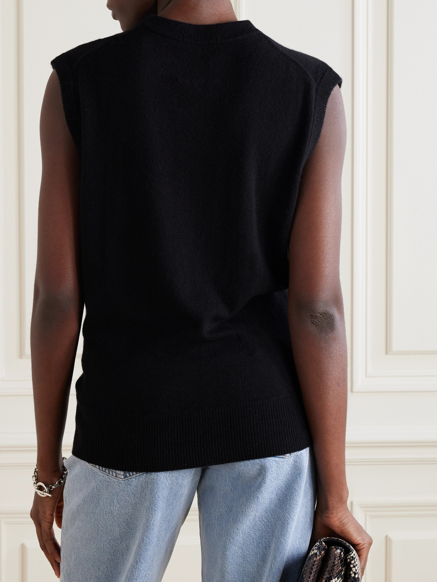 Shop Anine Bing Ronan Cashmere Vest In Black