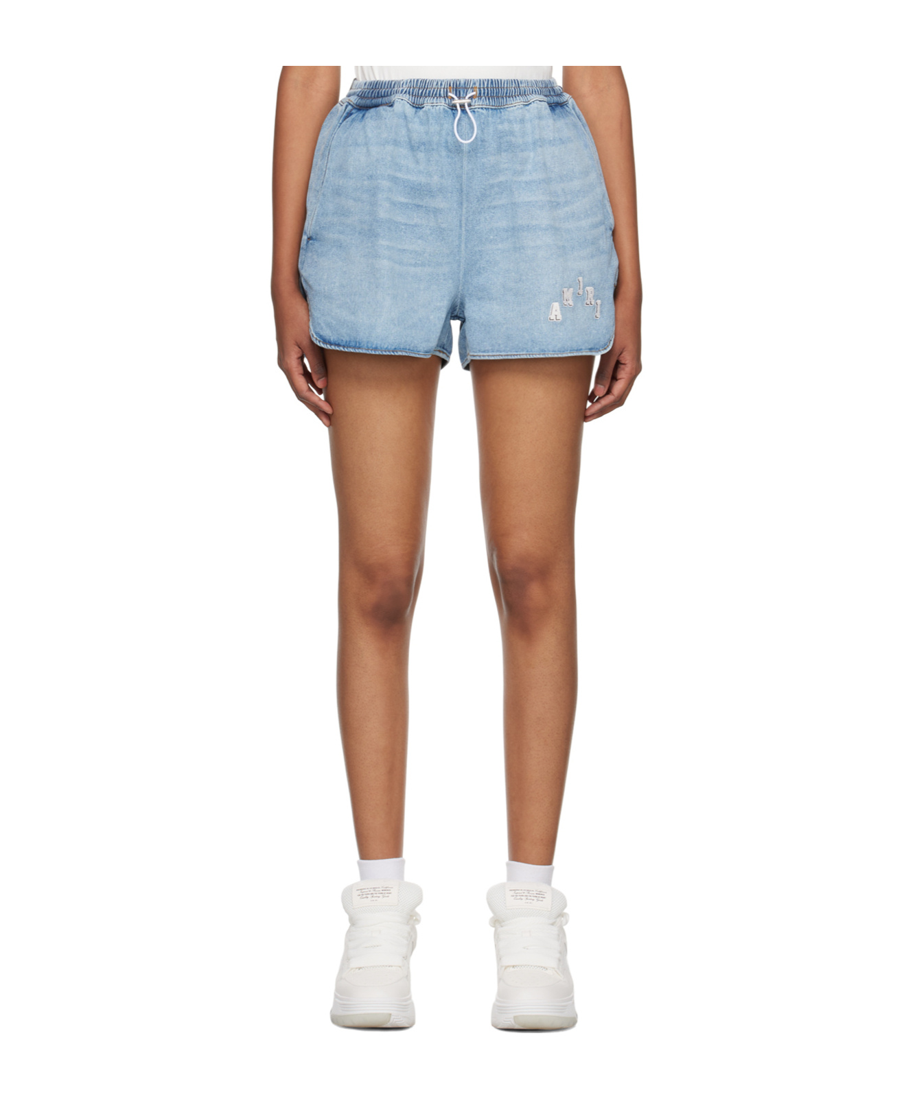 Amiri Drawstring Denim Shorts In Blue