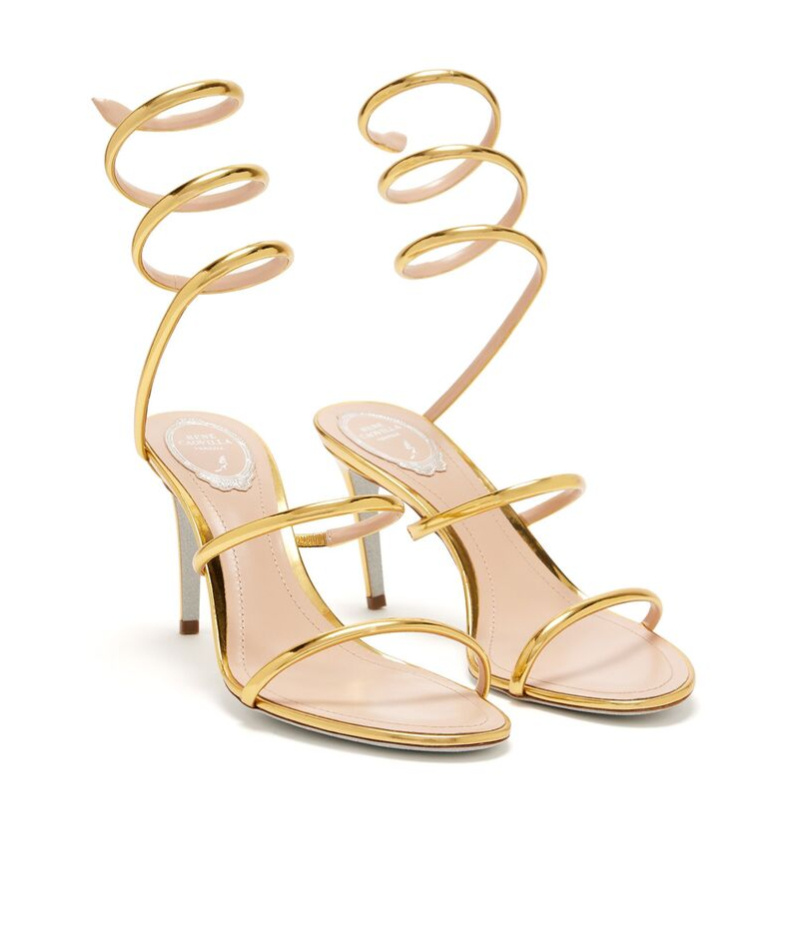 René Caovilla Ankle Wrap Sandals In Nude