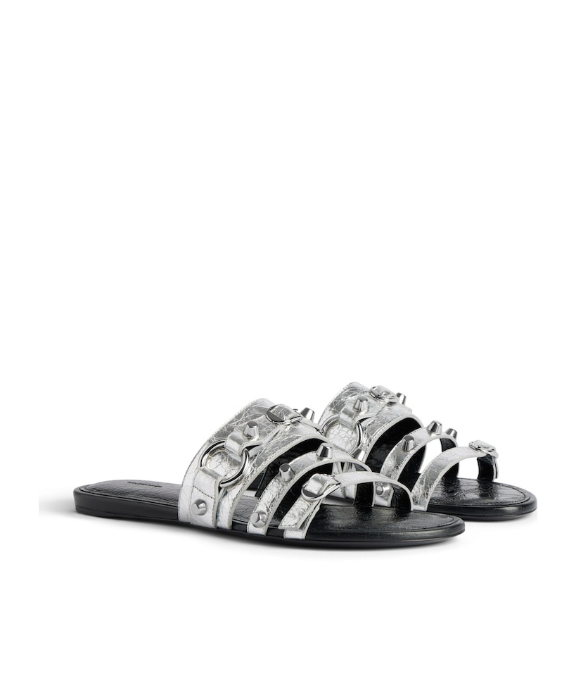 Balenciaga Buckle-detail Slides In Silver