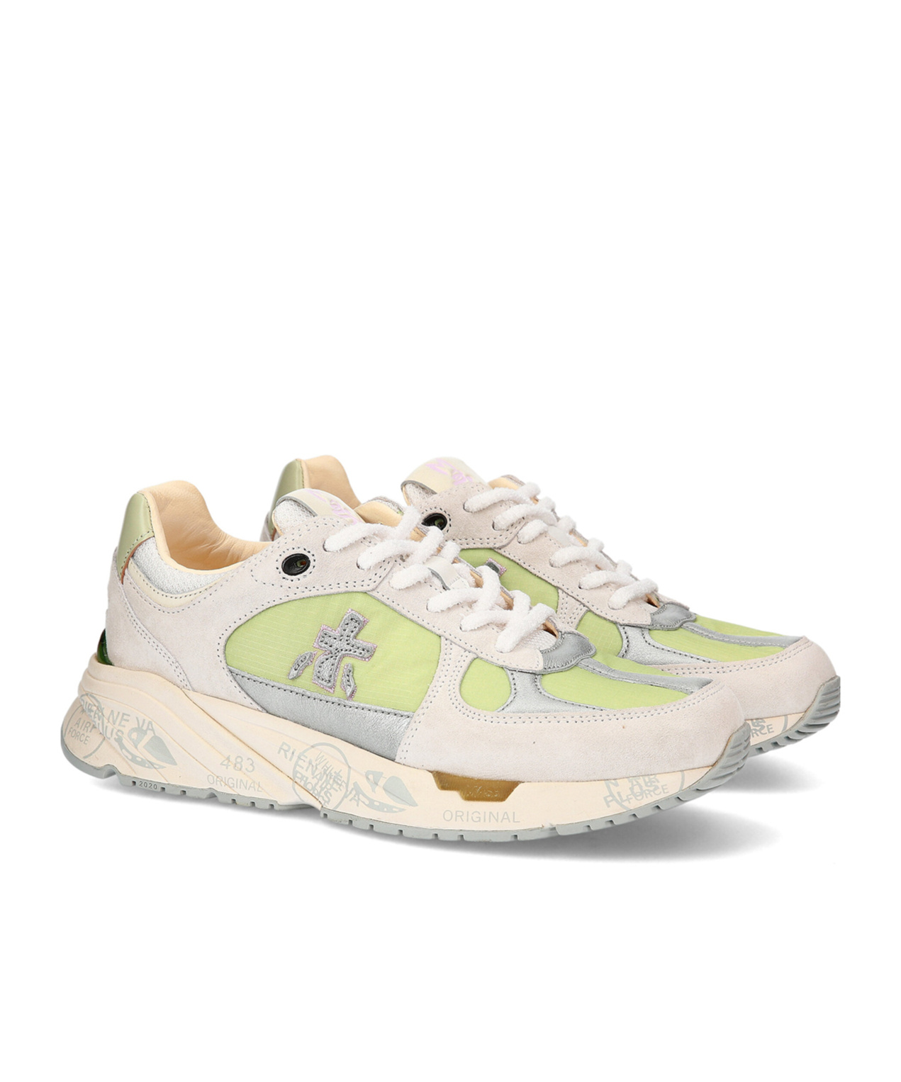 Premiata Round Head Fastened With Low-top Casual Sneakers In White