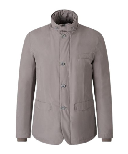 Herno High-neck Buttoned Padded Jacket In Gray