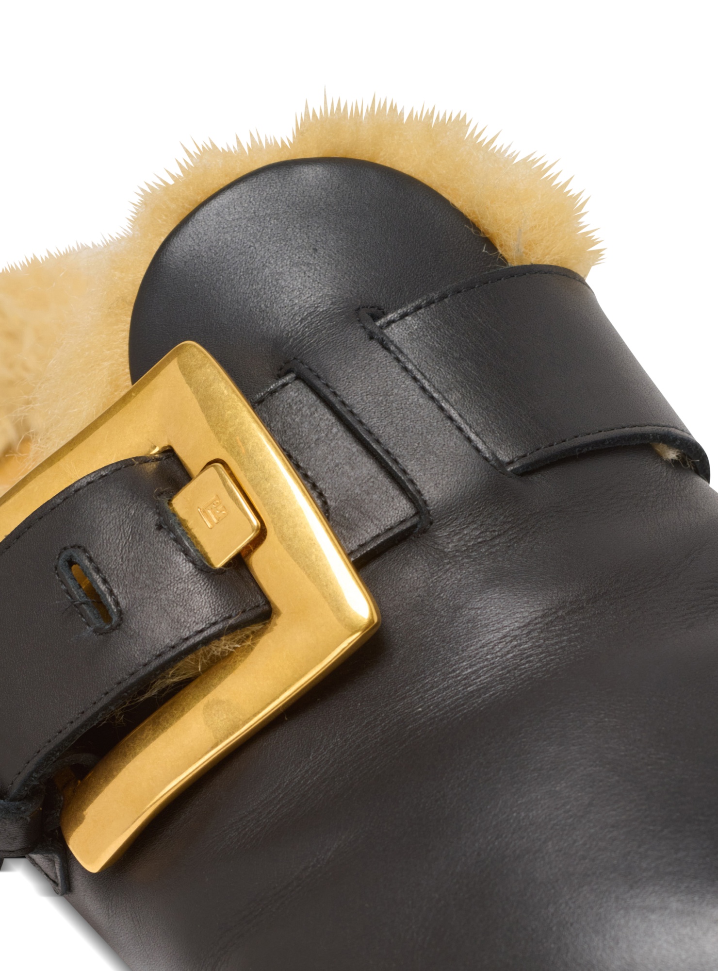 Balmain Anthem Leather And Faux Fur Clogs In Black