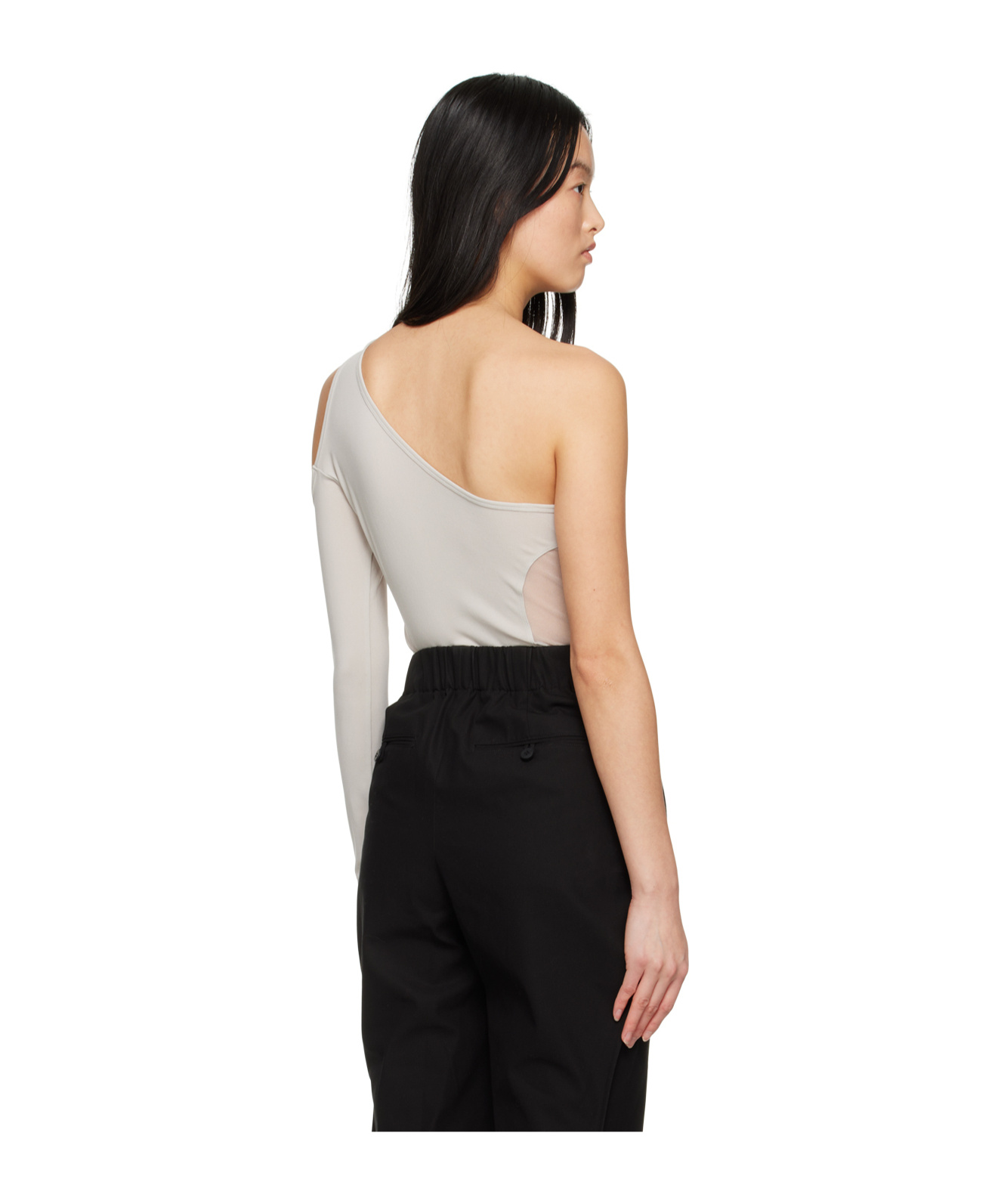 Issey Miyake Gray Figure Mesh Long Sleeve T-shirt In Black