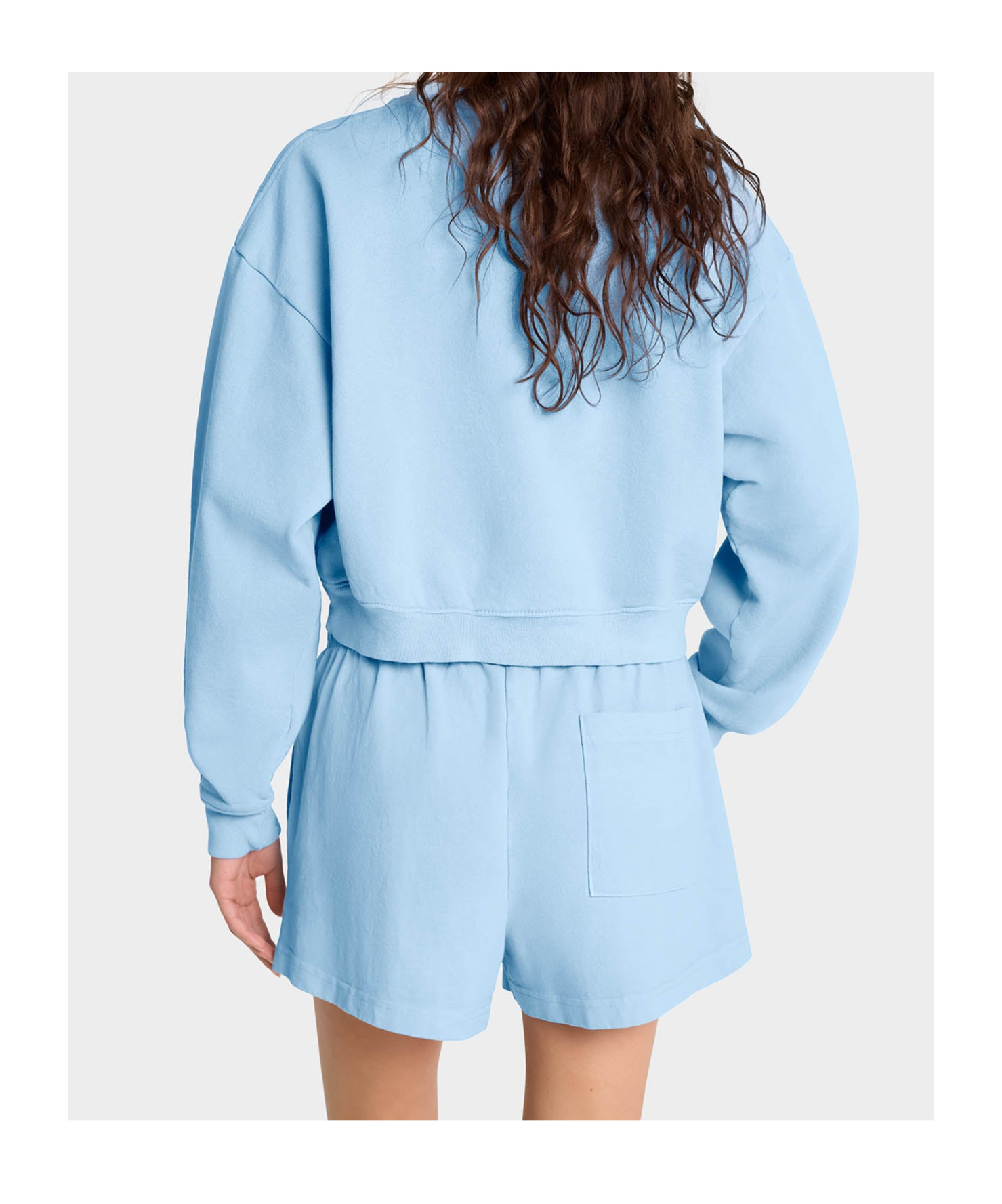 Shop Sporty And Rich Wellness Studio Cropped Crewneck In Sky Blue/white