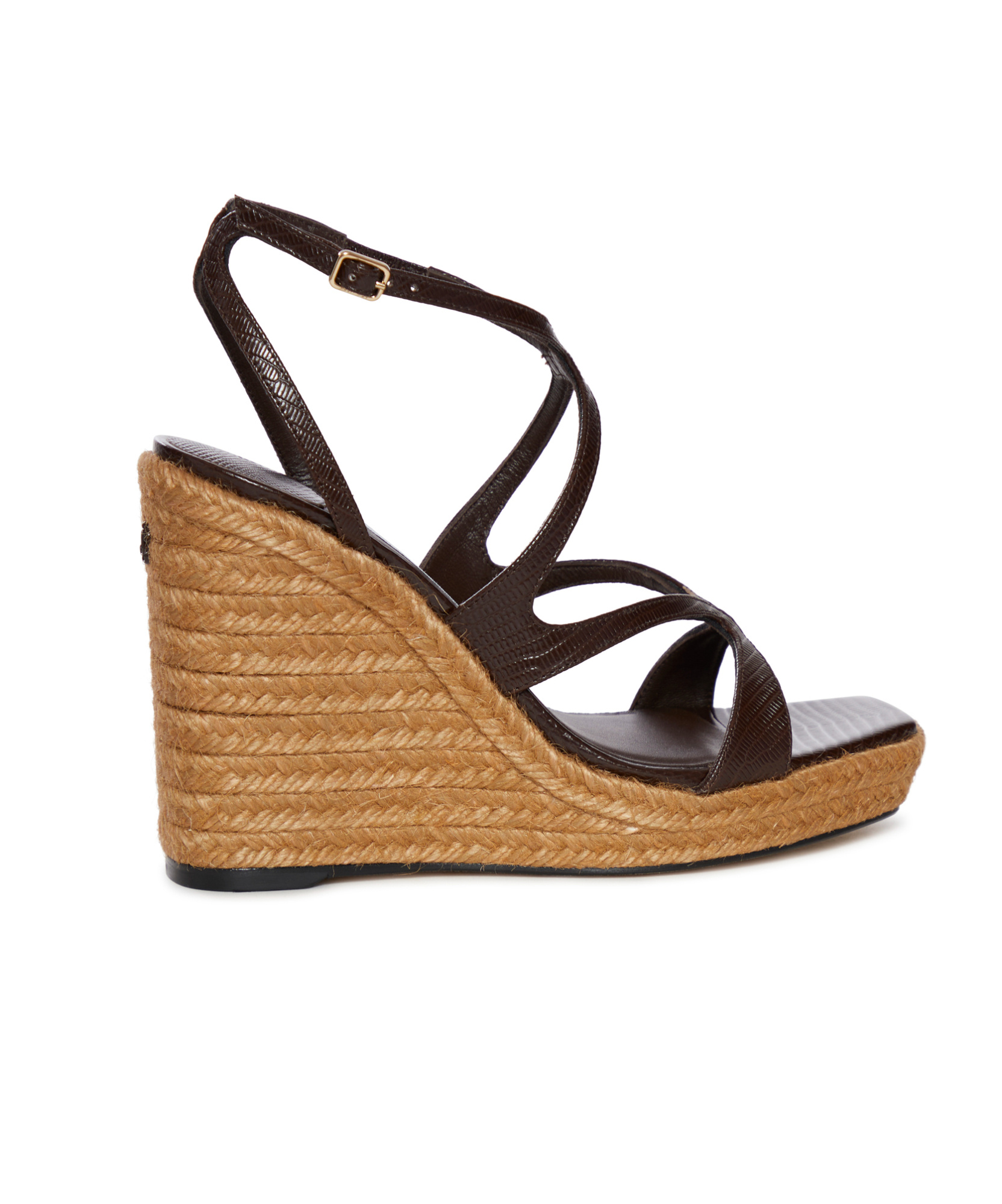 JIMMY CHOO SQUARE-HEADED WEDGE SANDALS