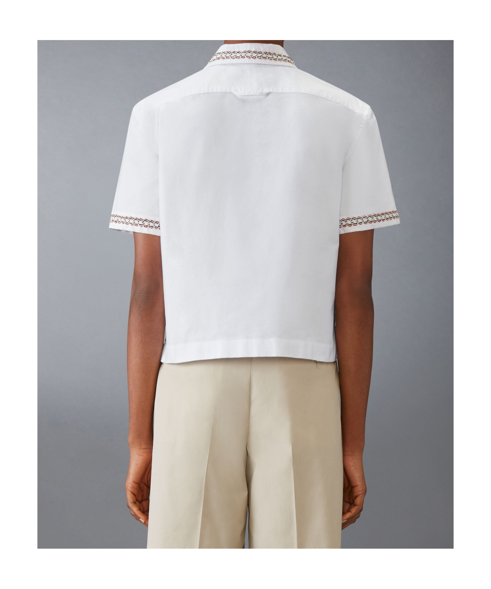Thom Browne Drop-back Cropped Shirt In White
