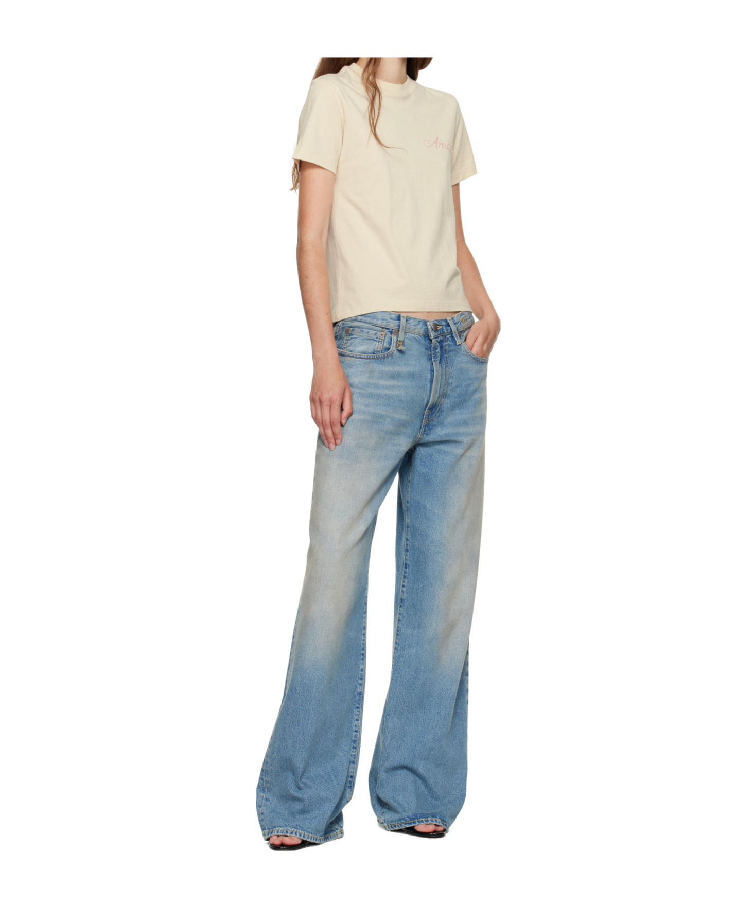 Amiri Bleach Bandana Patch Tee T-shirt Beige In Neutral