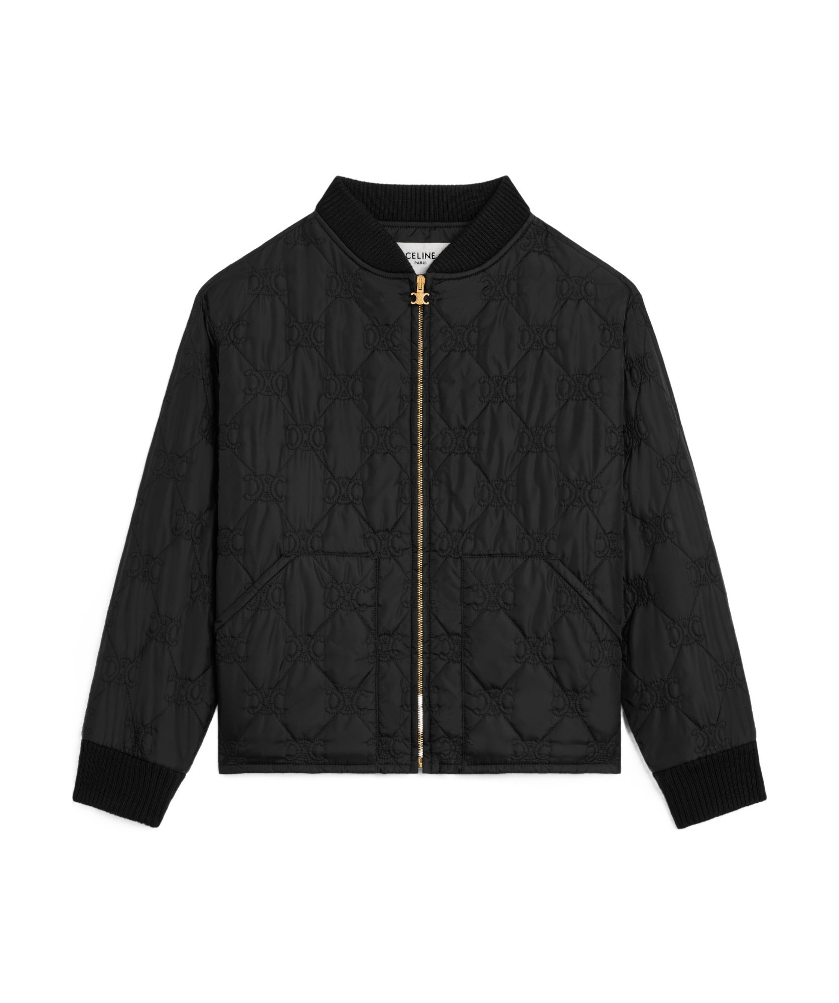 Celine Trimphe Baseball Jacket In Black