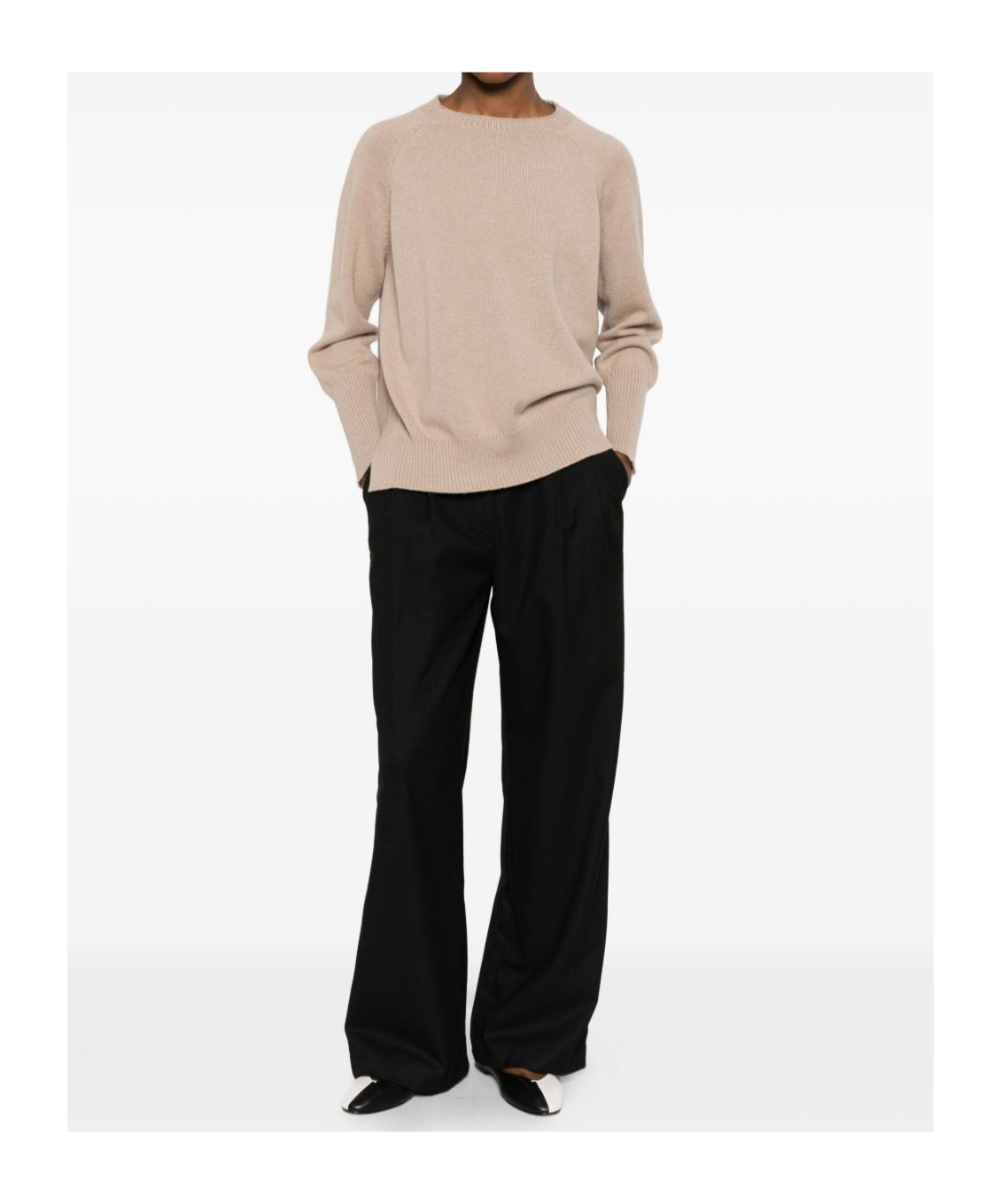 Baserange Ribbed Crew Neck Sweater In Brown