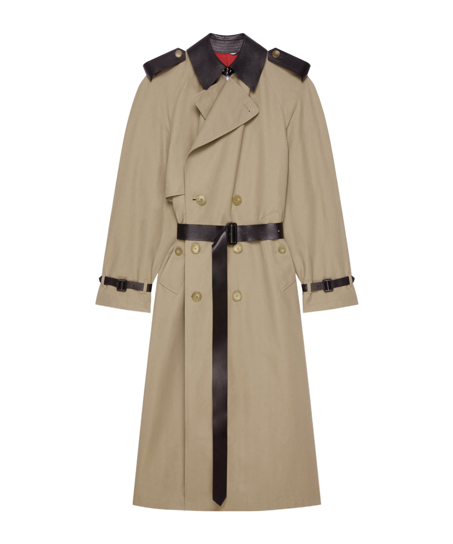 Givenchy Trench-coat In Cotton With Leather Details In Brown