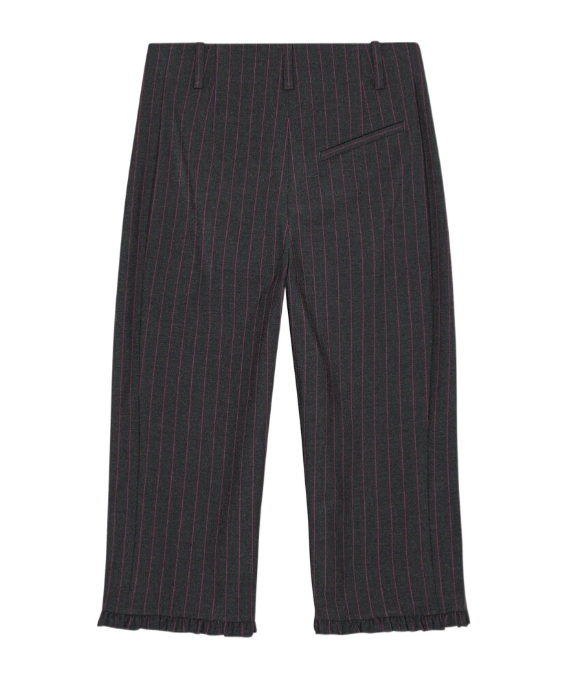 Ganni Pinstriped Trousers - Women's - Fabric In Black