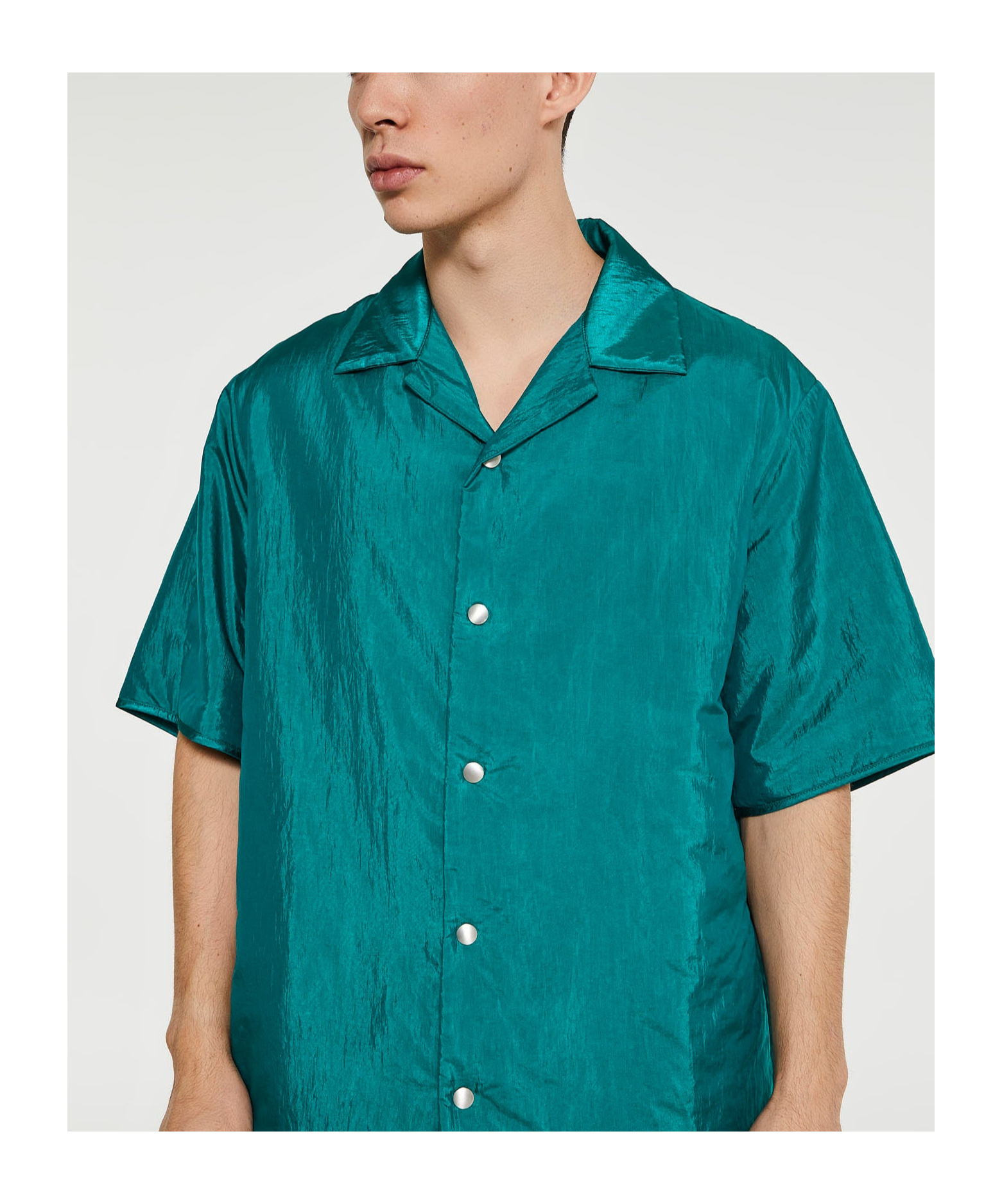 Jil Sander Green Nylon Overshirt With Boxy Fit In Green