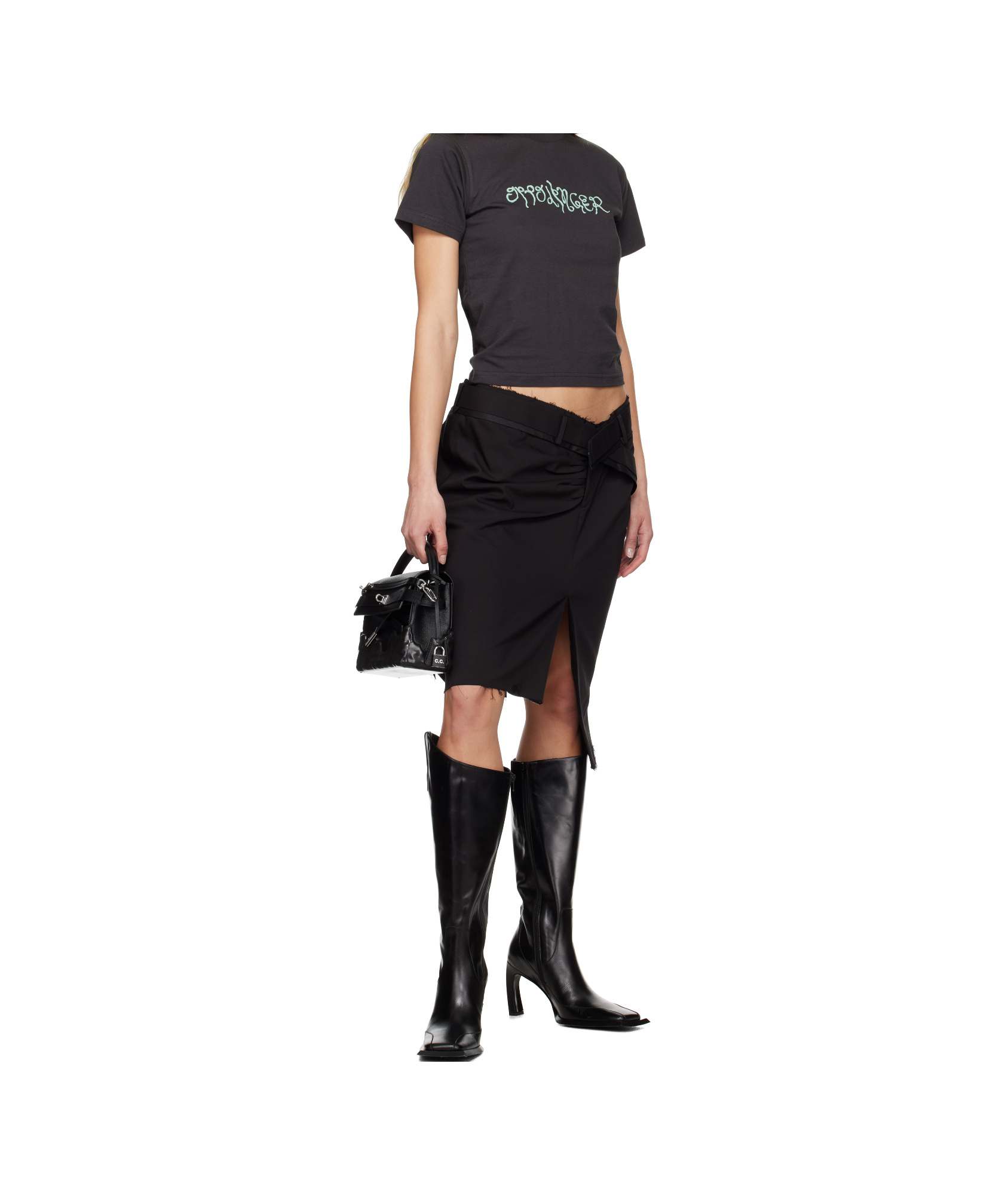 Ottolinger Drape Pencil Miniskirt In Black