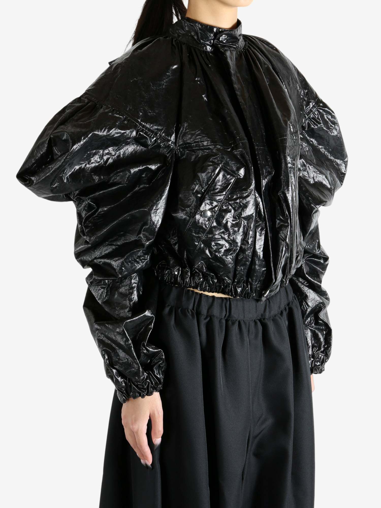 Comme Des Garçons Balloon-sleeve Cropped Jacket In Black