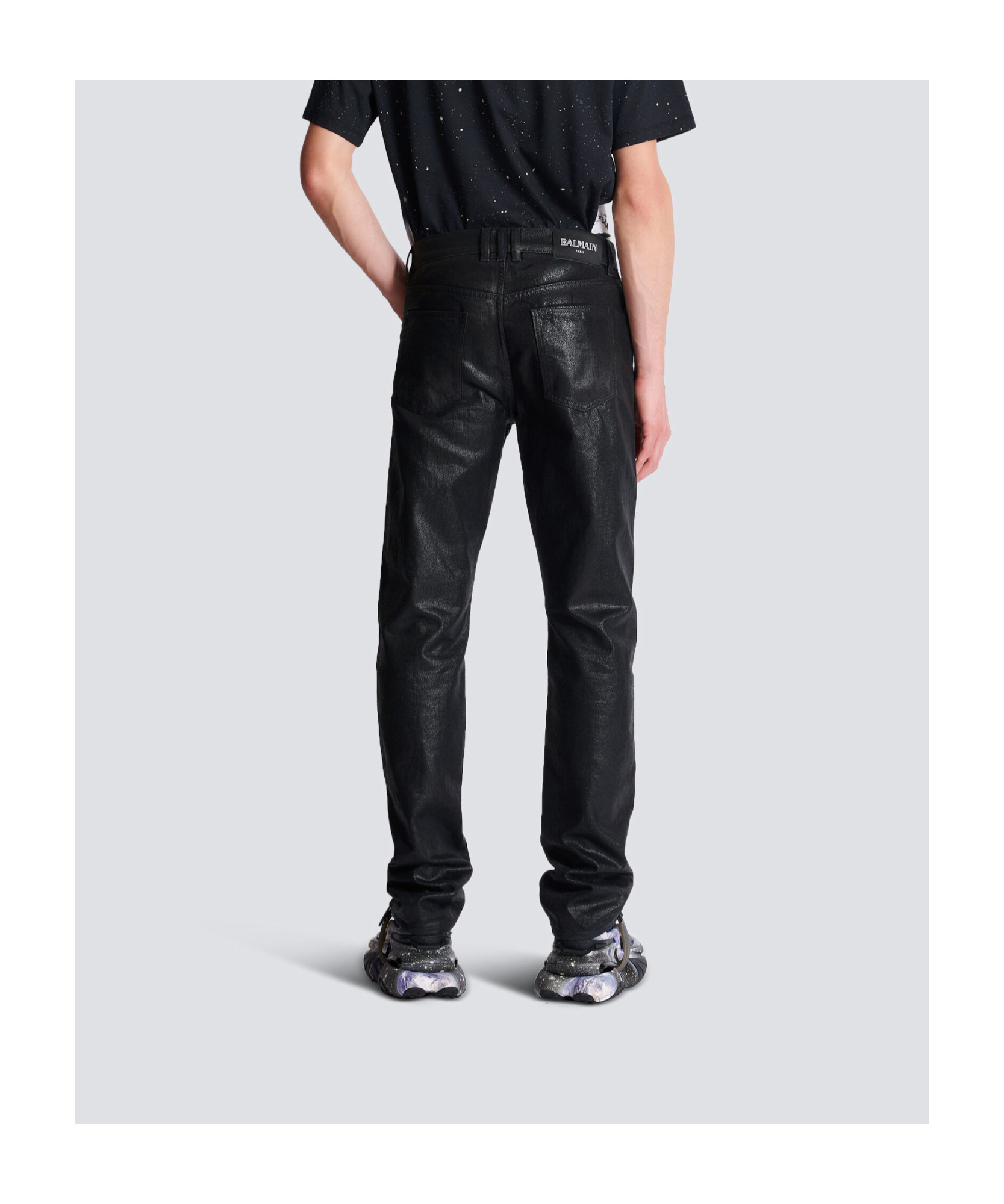 Balmain Logo Patch Trousers In Black