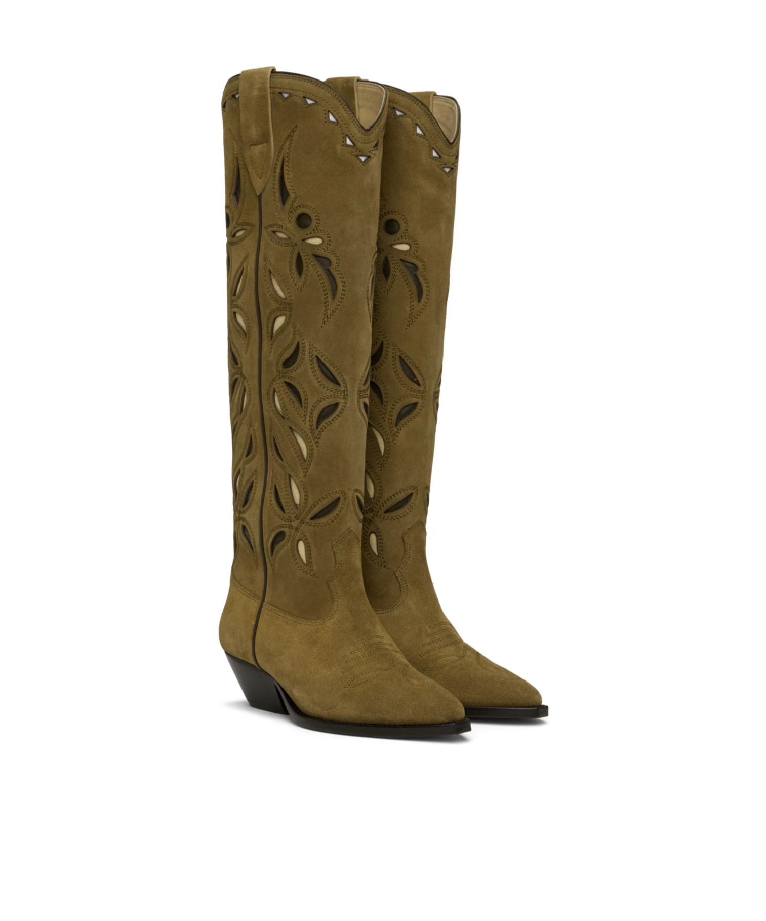 Isabel Marant Denvee Suede Knee-high Cowboy Boots In Brown