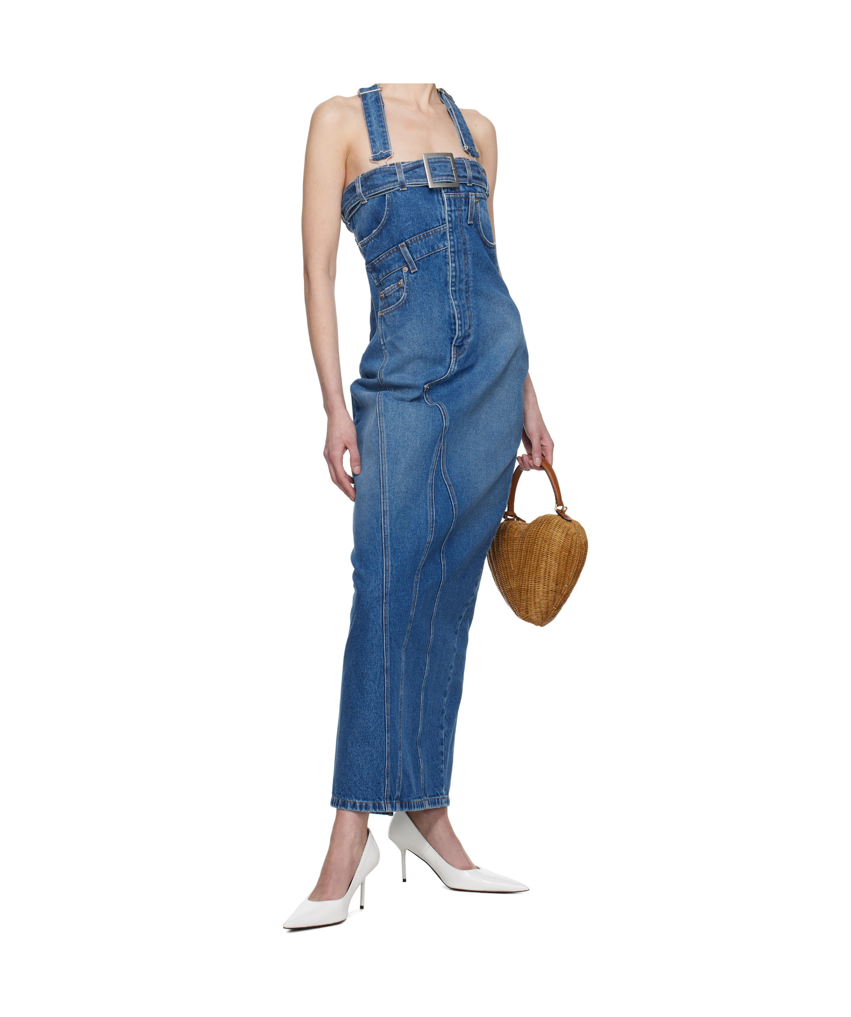 Jean Paul Gaultier Denim Maxi Dress In Blue