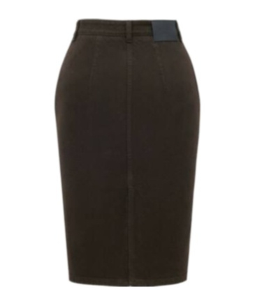 Saint Laurent Pencil Skirt In Deep Brown Denim In Brown