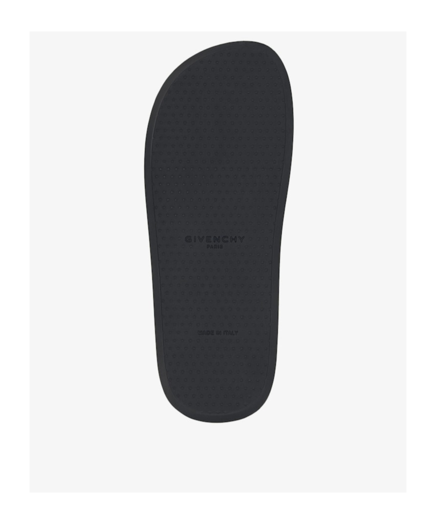 Givenchy Slide Flat Mules In Monogram 72 Denim In Black