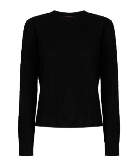 Missoni Crew Neck Sweater With Chevron Pattern In Black