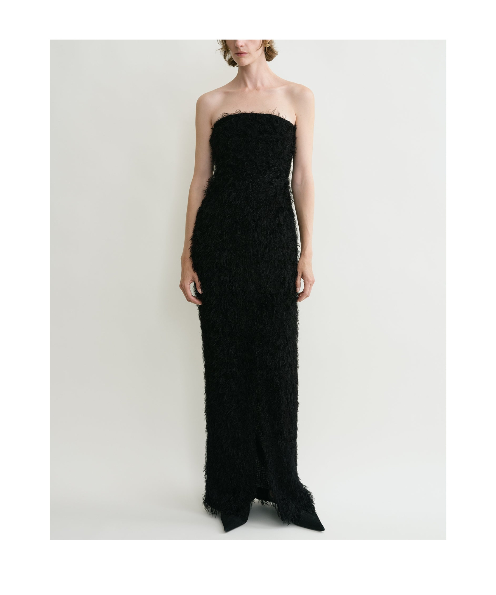 Totême Strapless Embroidered Dress In Black