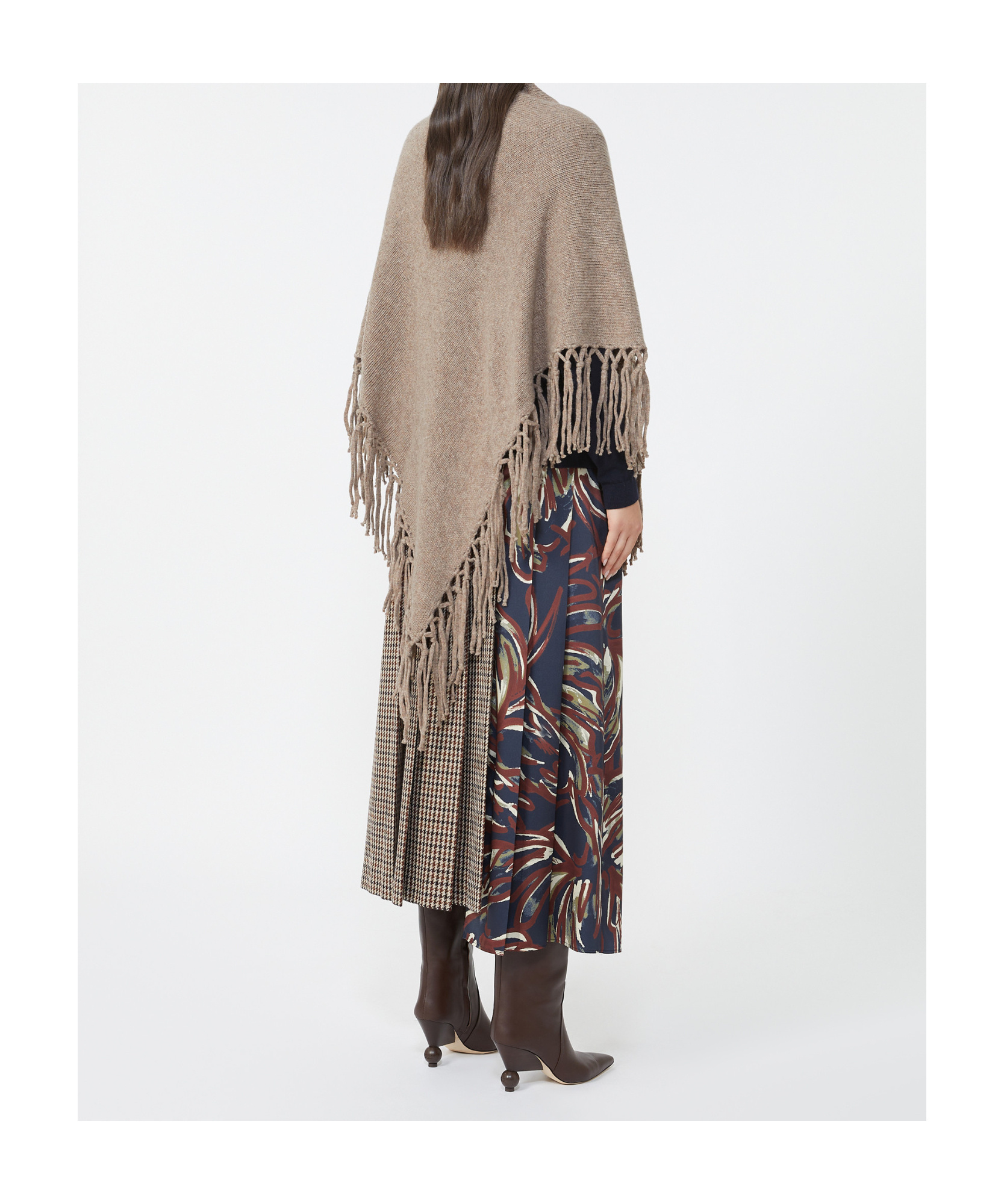 Weekend Max Mara Fringed Wool Shawl In Brown