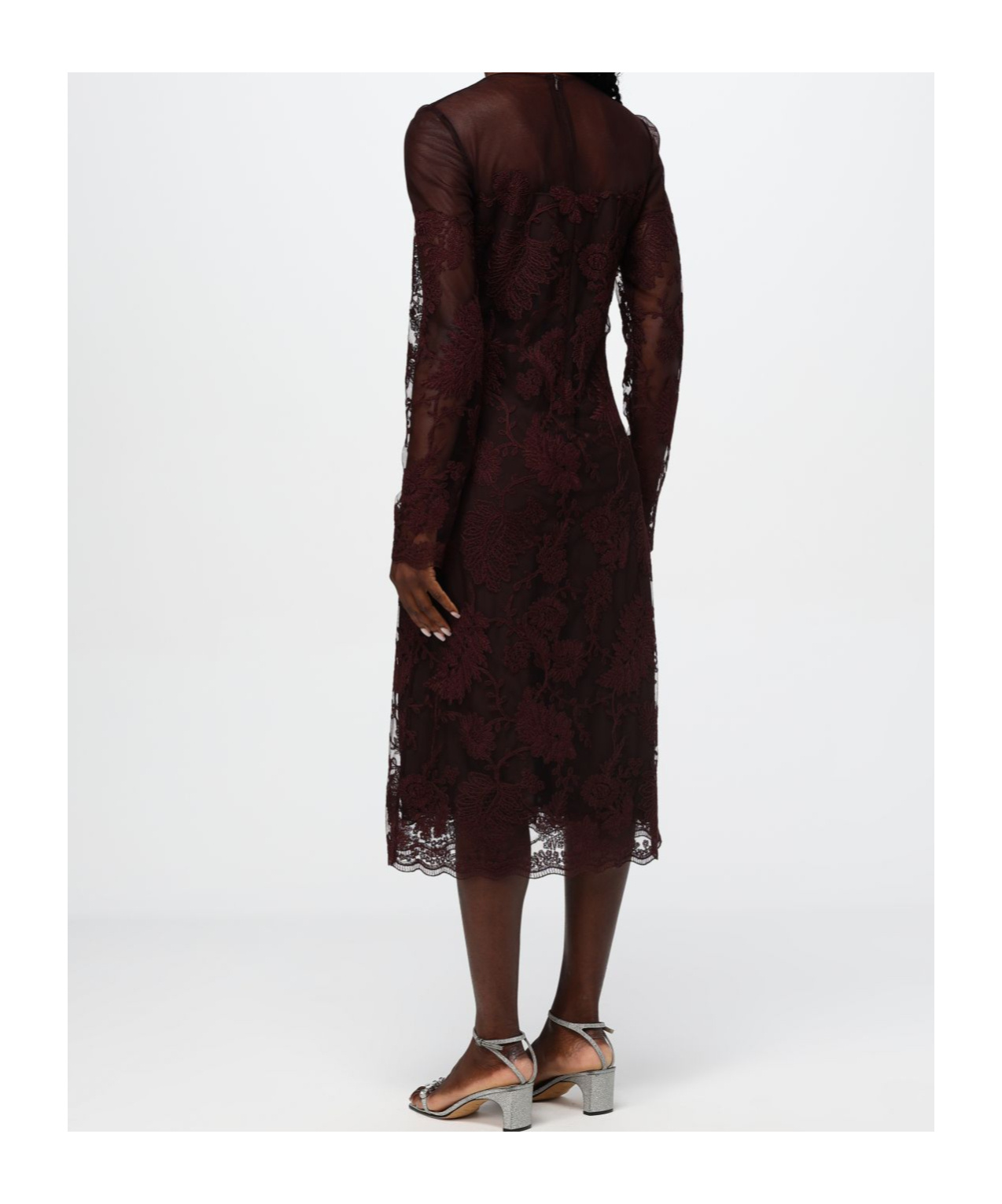 Ermanno Scervino Long-sleeved Lace Dress In Black