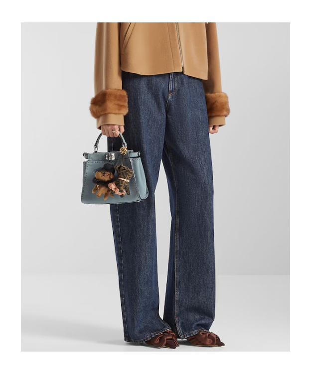 Fendi Textured Denim Jeans In Blue