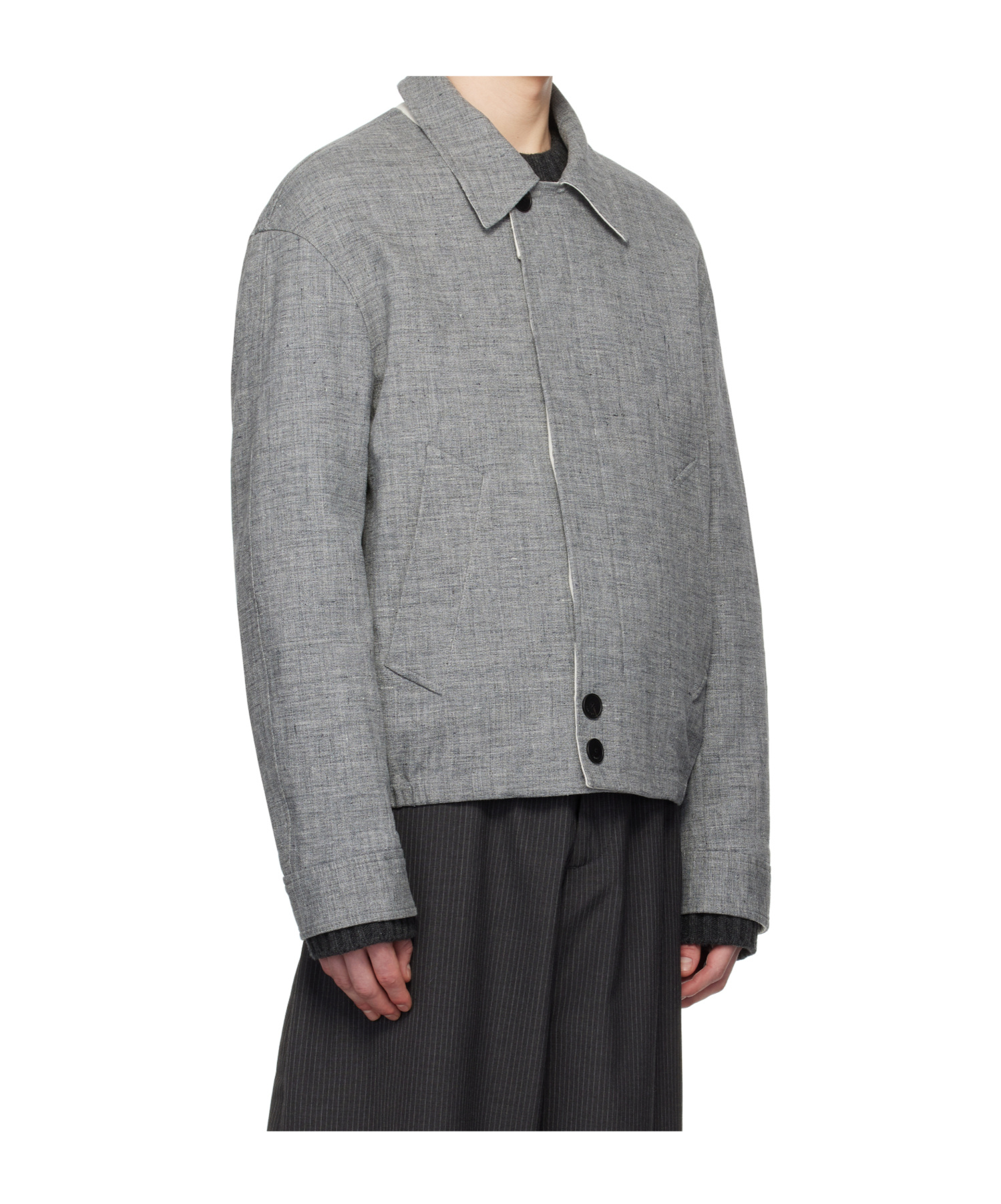 Lanvin Long-sleeved Casual Jacket In Gray