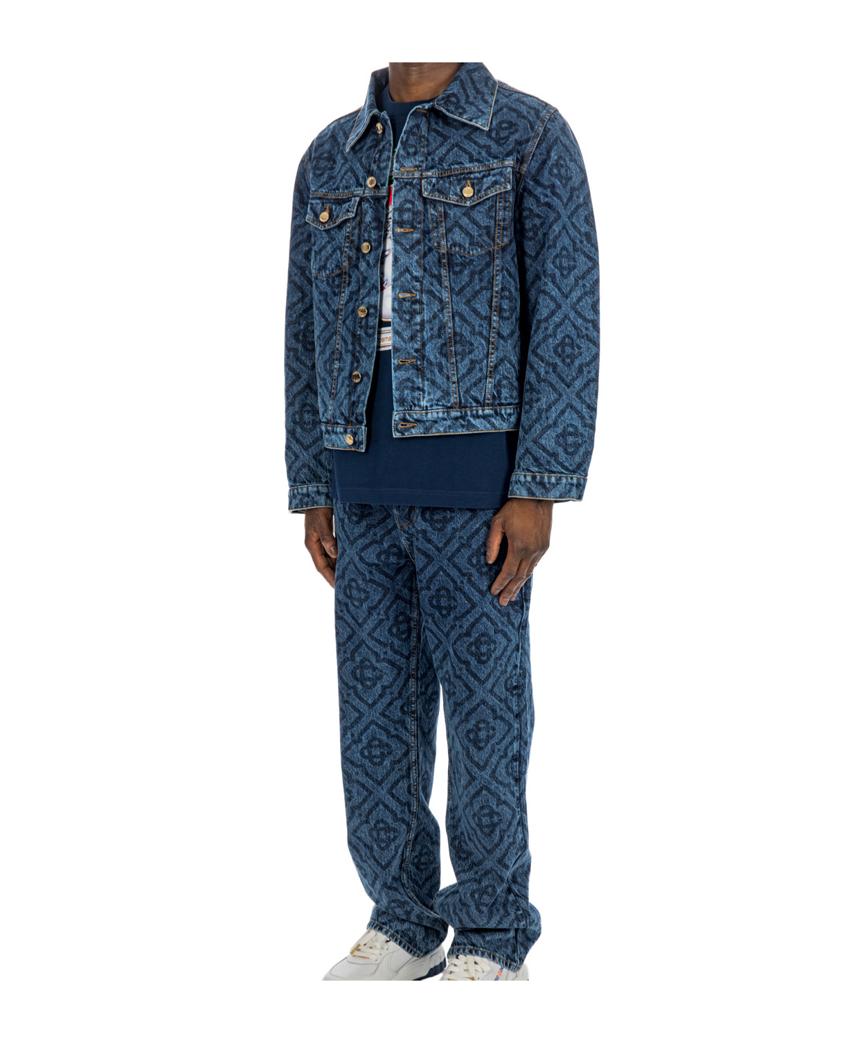 Casablanca Laser Monogram Denim Jacket In Blue