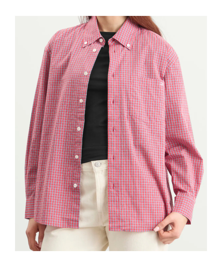 Dunst Checked-pattern Button-fastening Shirt In Pink