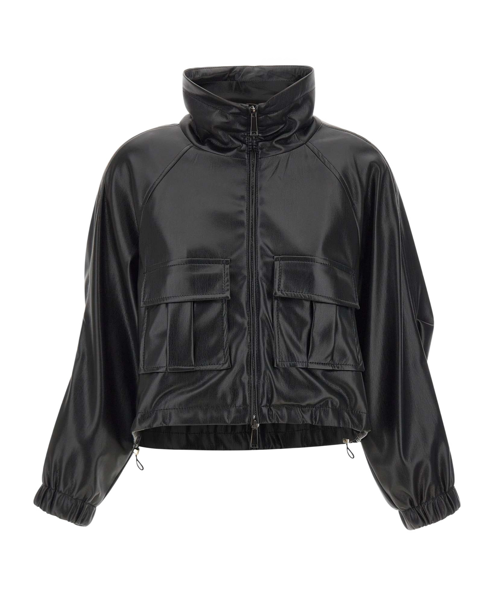 Marella Turtleneck Patch-pocket Jacket In Black