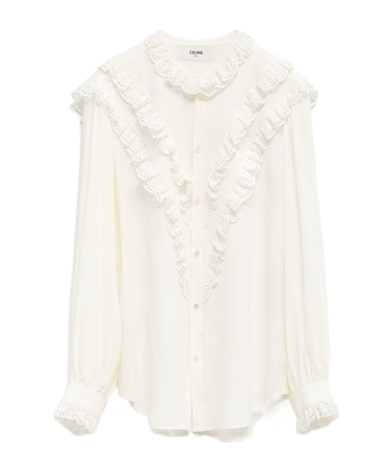 Celine Long-sleeved Shirt In White