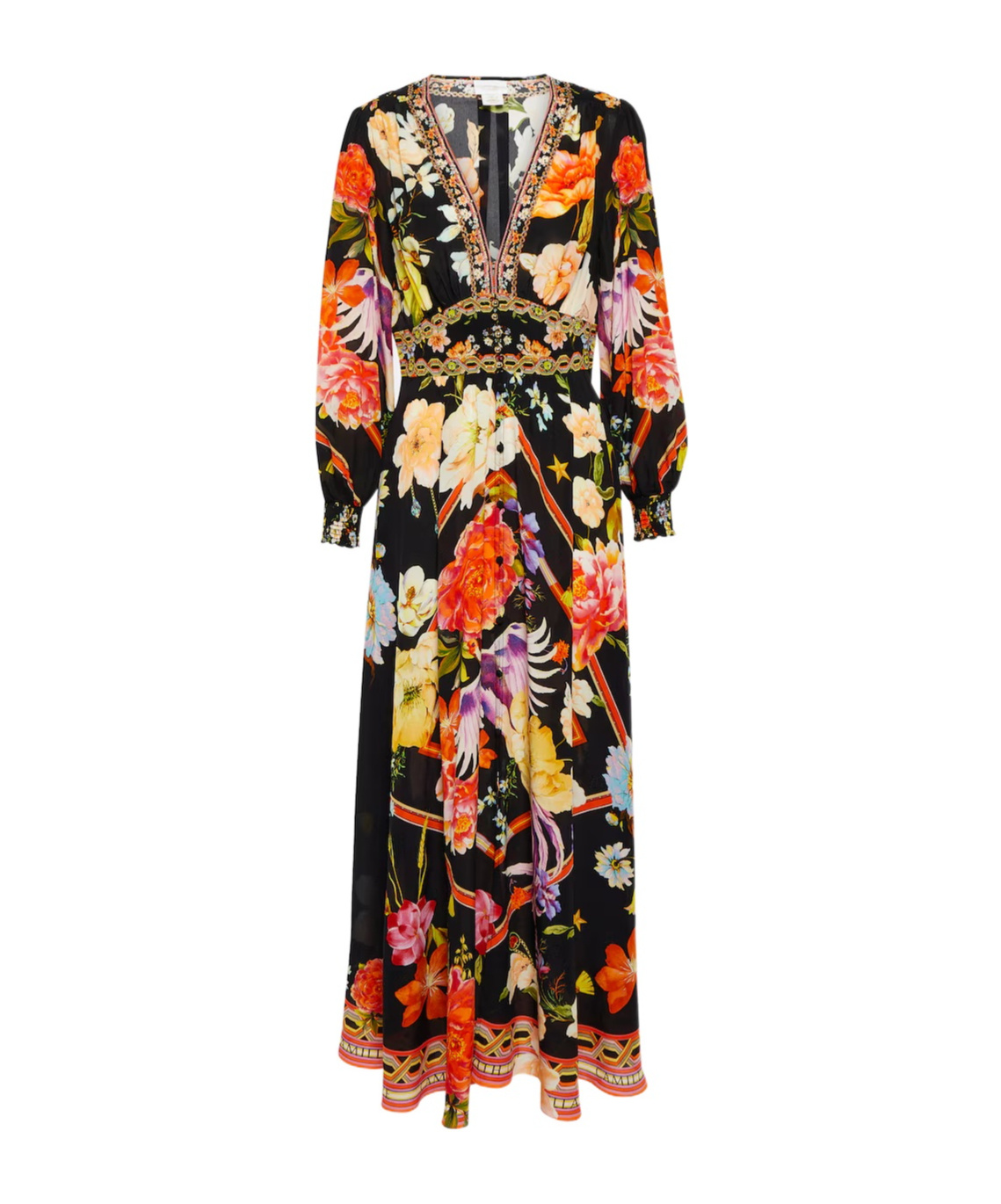 Camilla Embellished Silk Maxi Dress In Multi