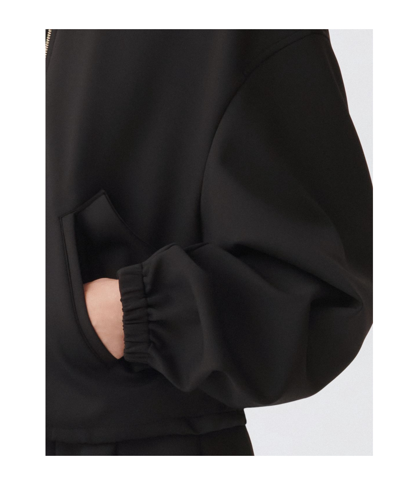 Shop Fabiana Filippi Knitted Collar Scuba Bomber Jacket In Black