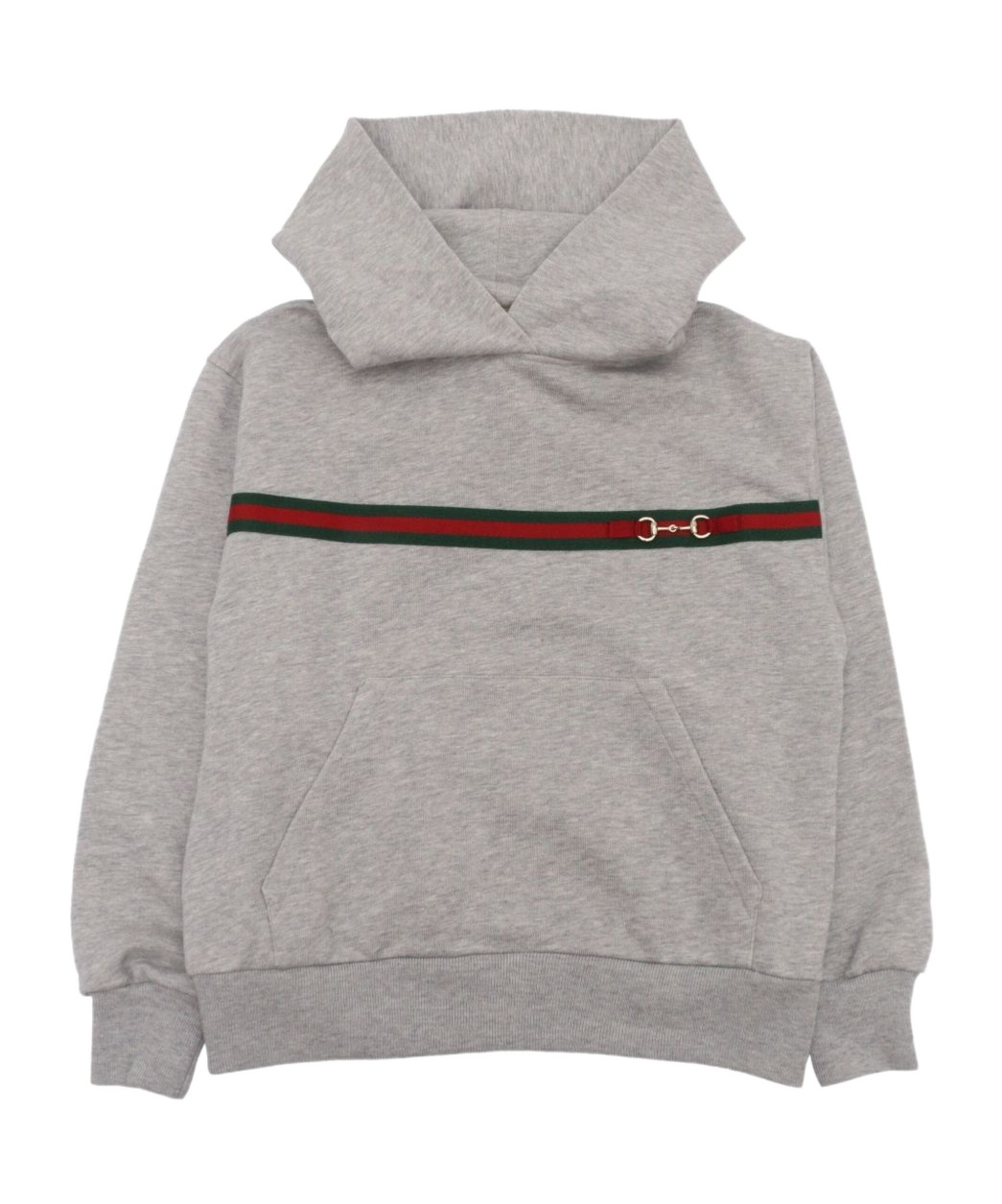 Gucci Kids Web Stripe Long-sleeved Hoodie In Gray