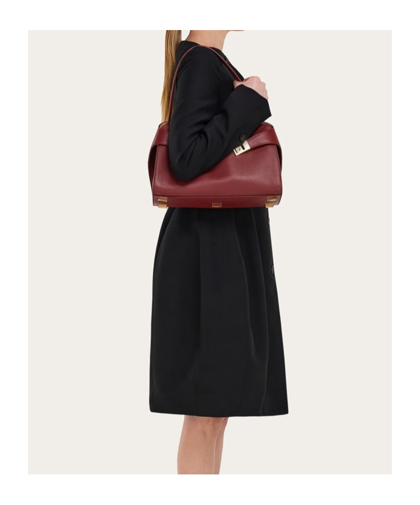 Shop Ferragamo Hug Soft Shoulder Bag In Red