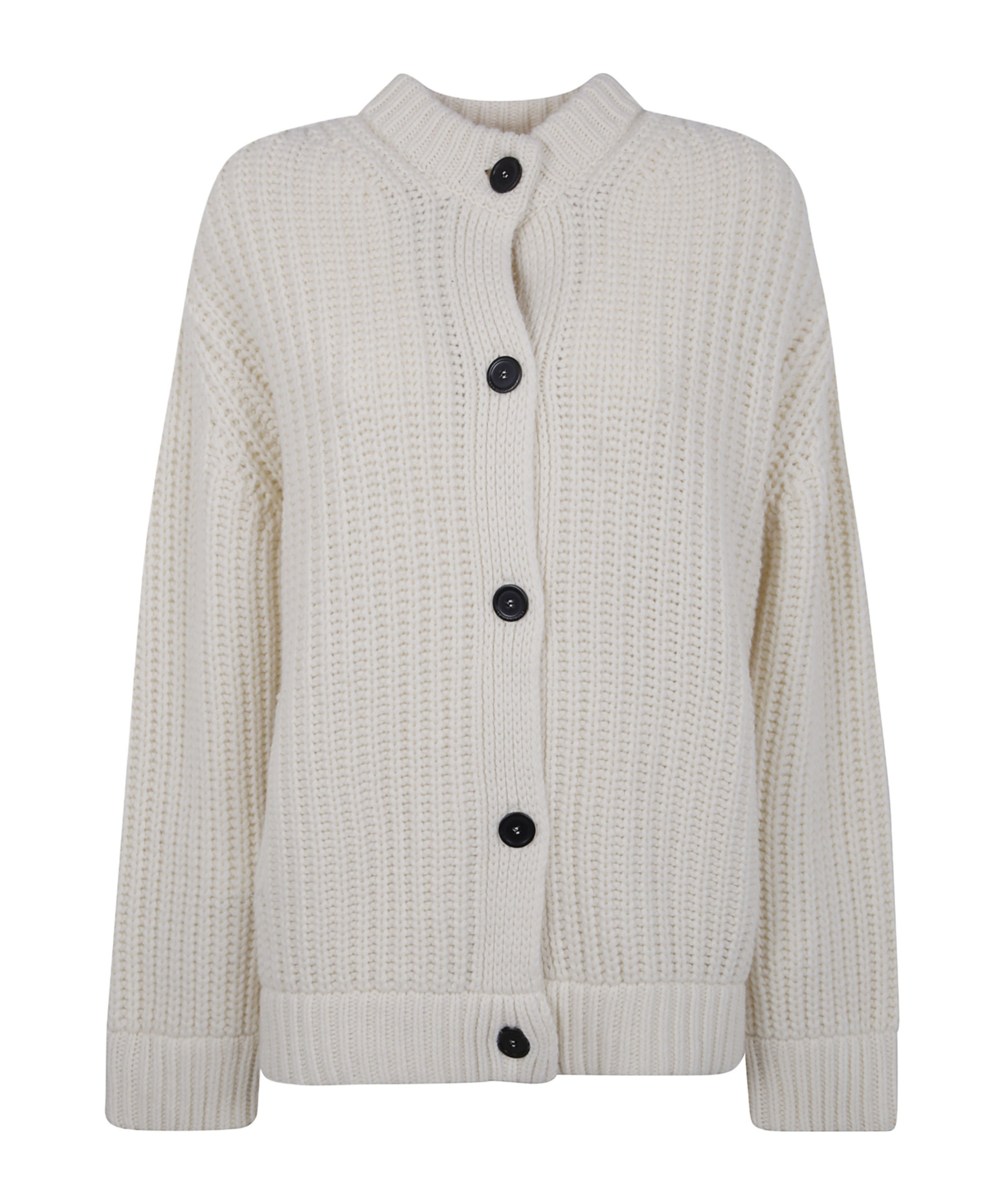 Semicouture Amalia Ribbed Wool Cardigan In White