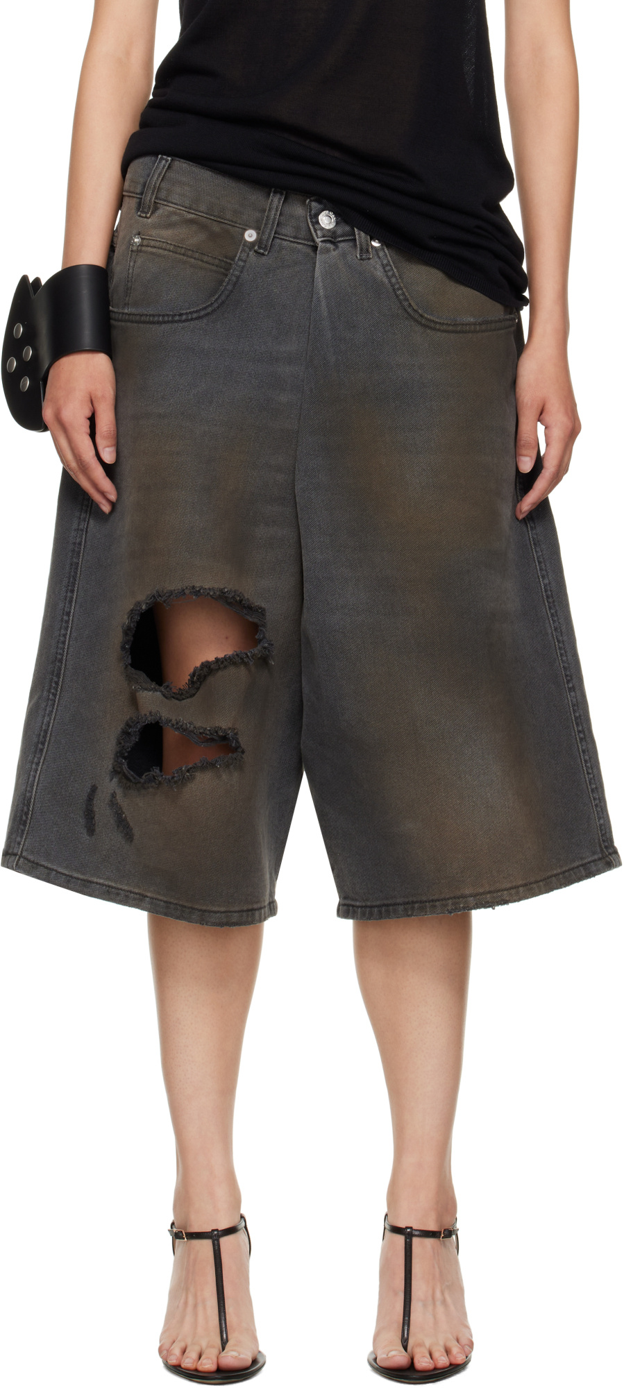Lu'u Dan Kriss Kross Denim Shorts In Black