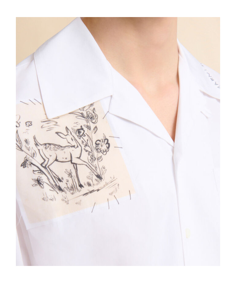 Marni Shirt With Applied Print In Lily White