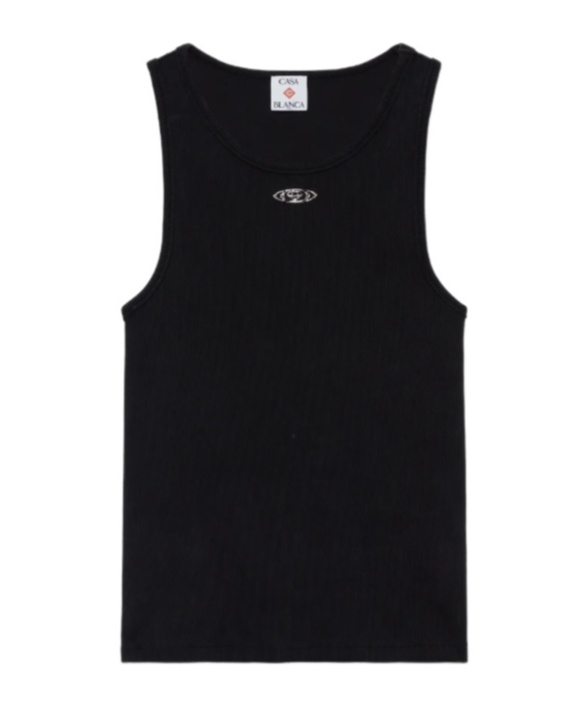Casablanca Faded Ribbed Tank Top In Black