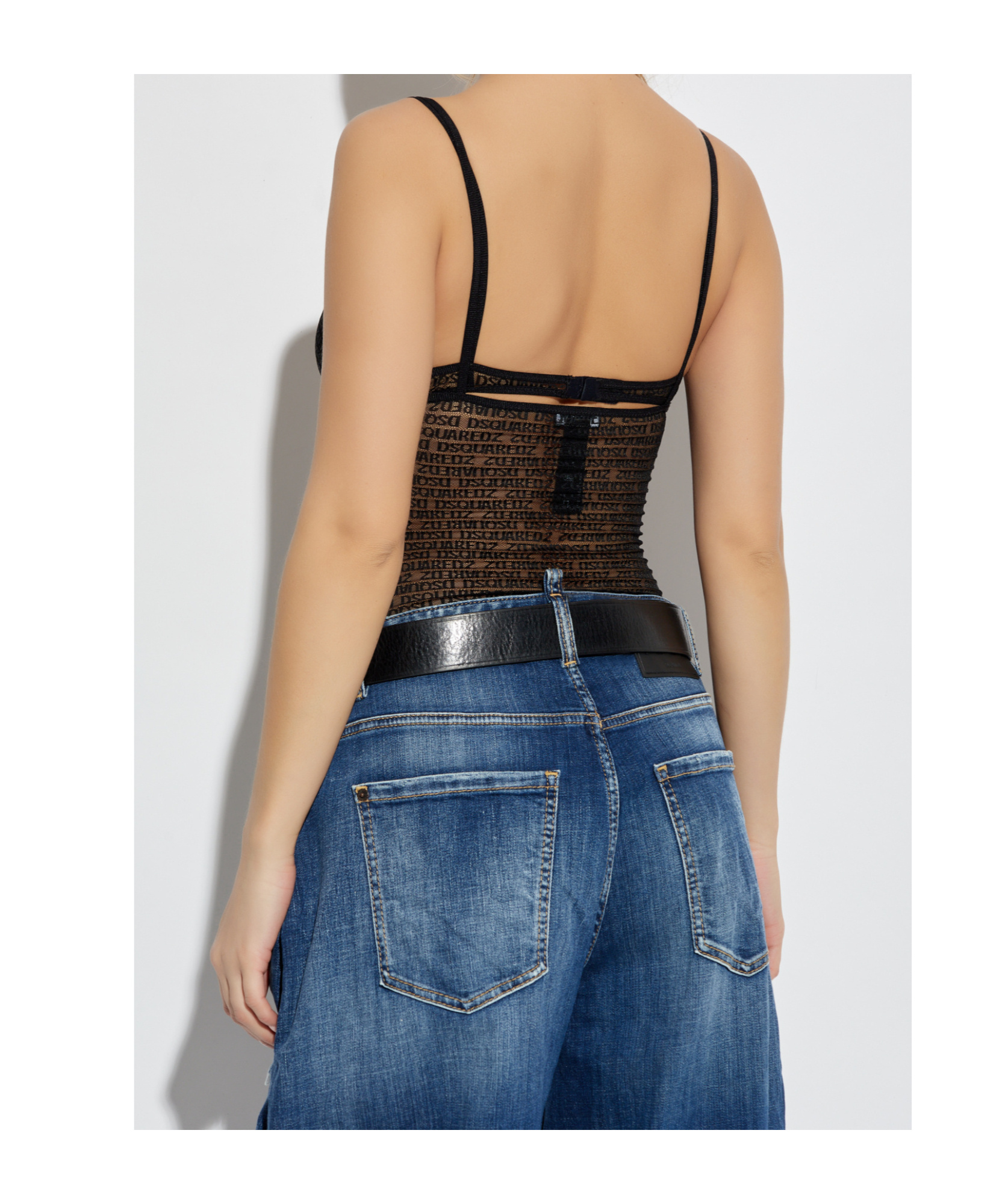 Dsquared2 Sheer Lace Camisole Top In Black