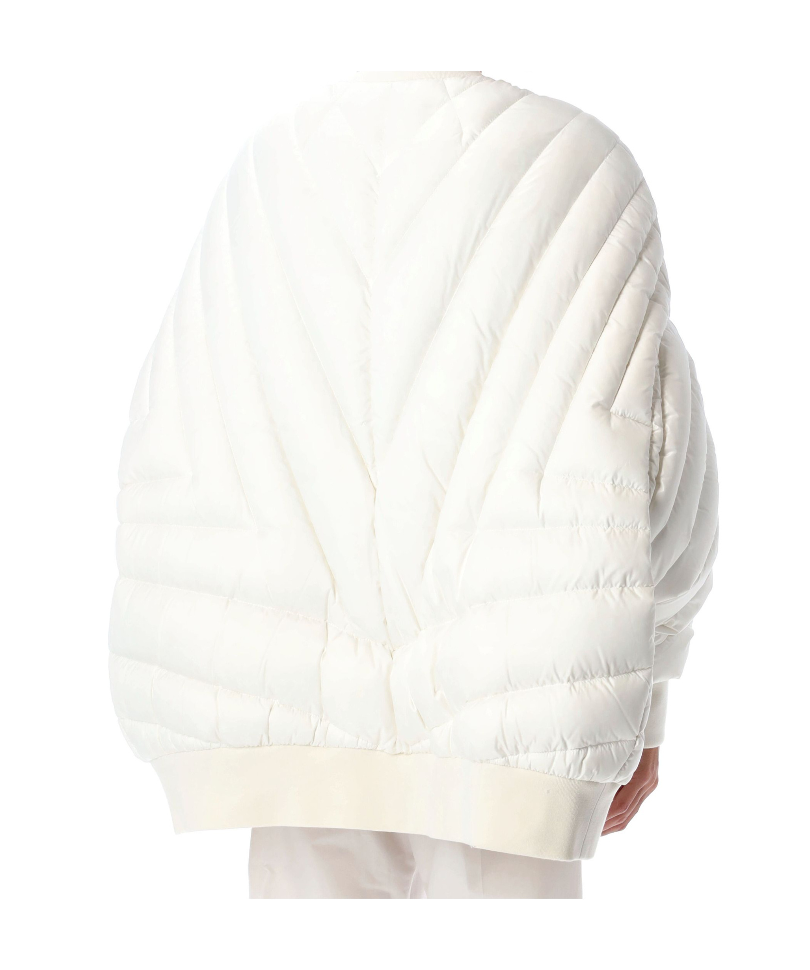Moncler X Rick Owens Long-sleeved Down Jacket In White