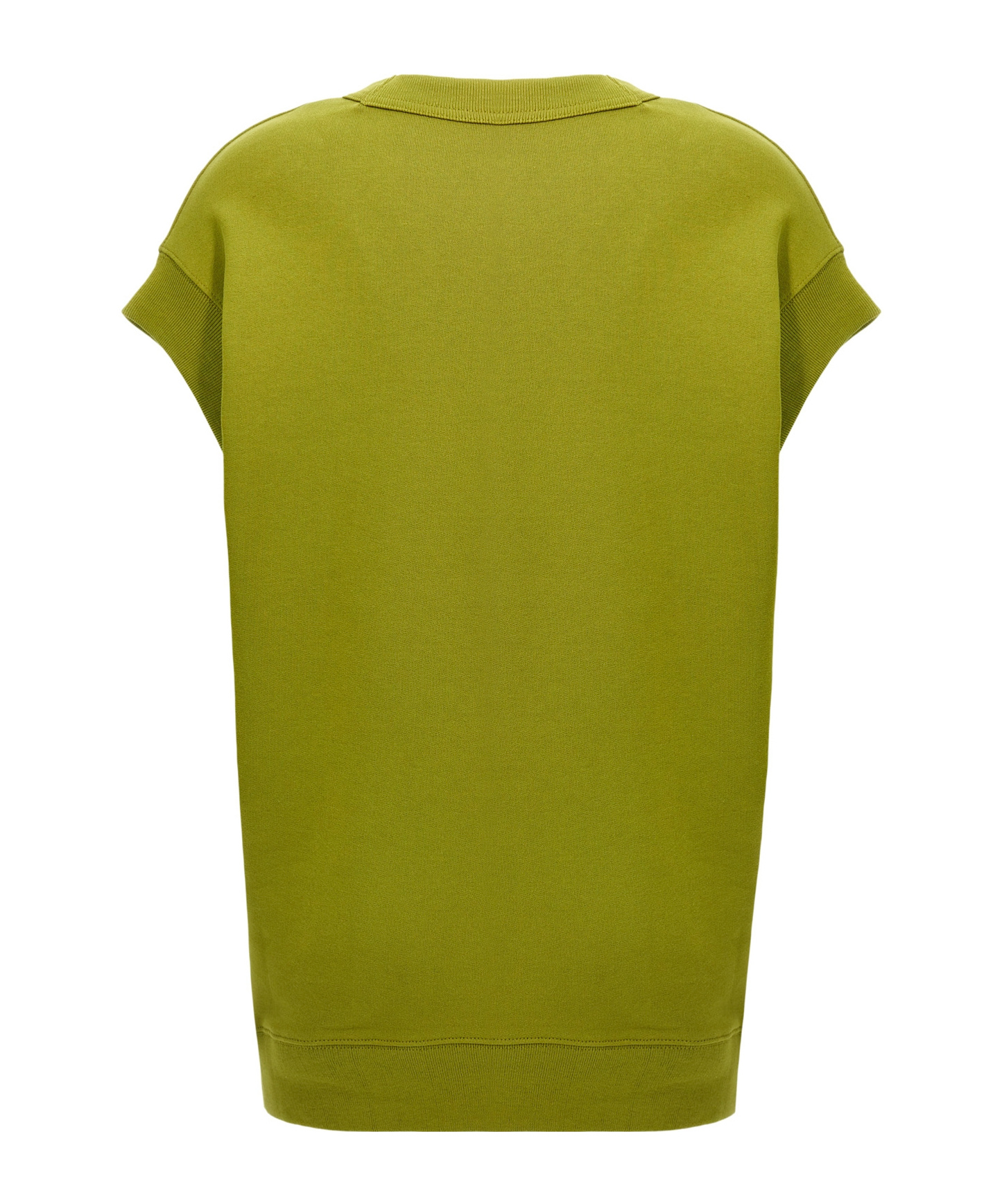 Dries Van Noten 'cap Sleeves Draped Embellished Trim Sweatshirt' In Green