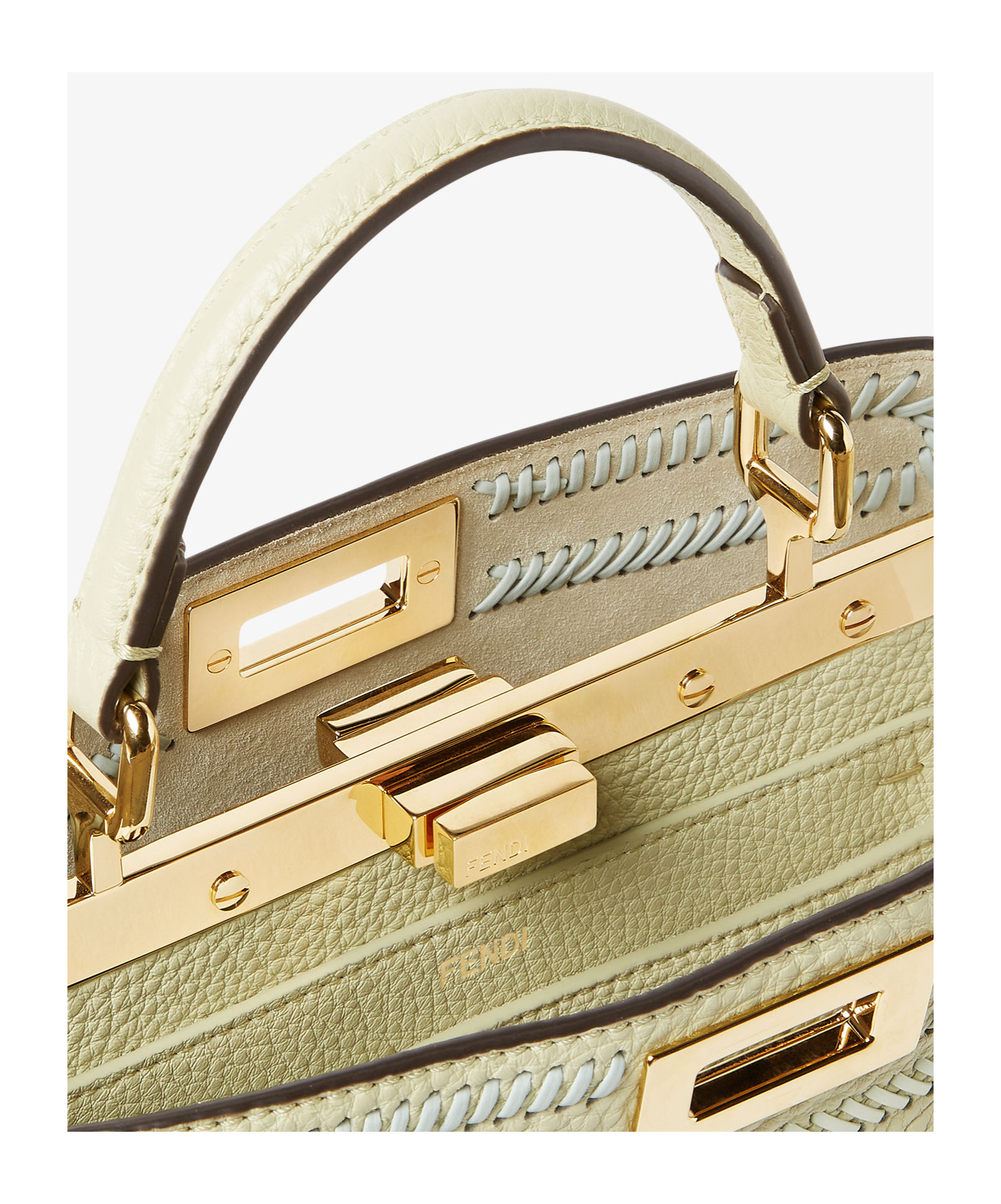 Fendi Peekaboo Iseeu Small Sage Green Leather Bag With Ff Interlacing In Sage Green