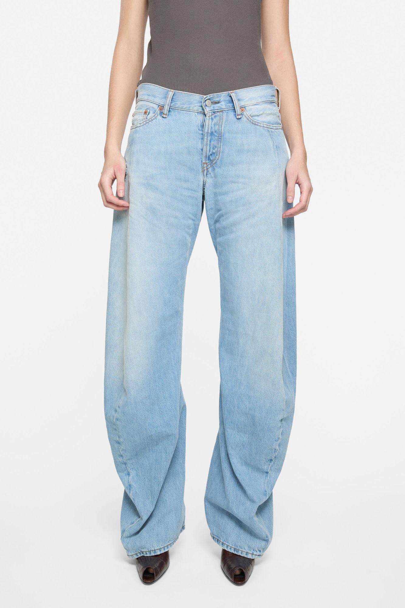 Acne Studios Denim Trousers With Belt Loops In Blue