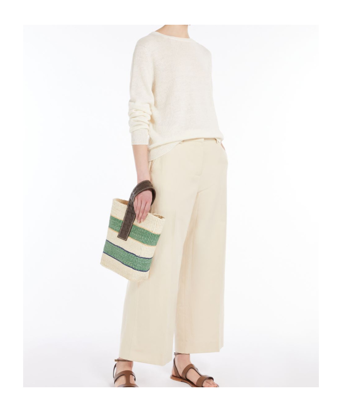 Weekend Max Mara Long Sleeve Linen Pullover In White